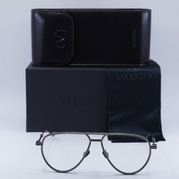 Valentino V-STUD-II VLX-133B Aviator Eyeglasses 59mm - Black Rhodium - Picture 4 of 11
